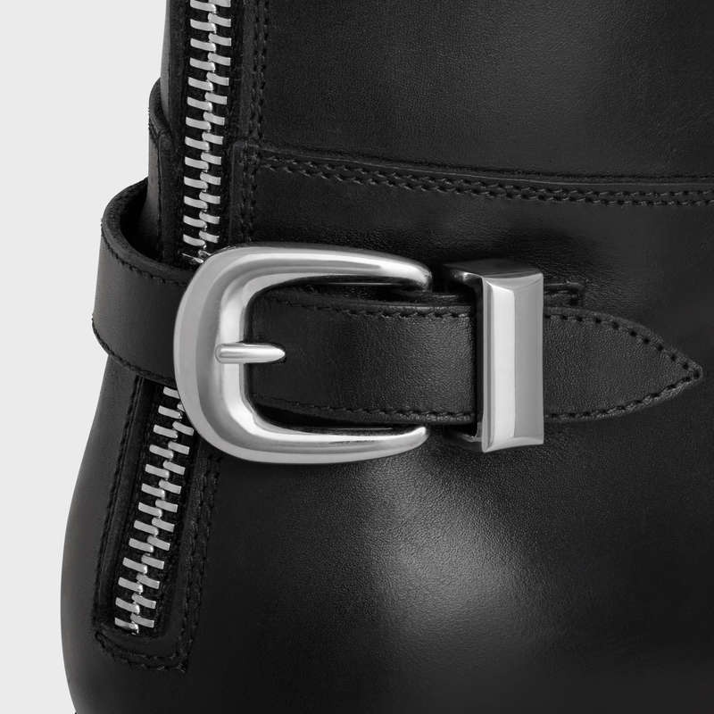 Celine Back Gesp Zipped Isaac In Shiny Calfskin Laarzen Zwart | CL-591860