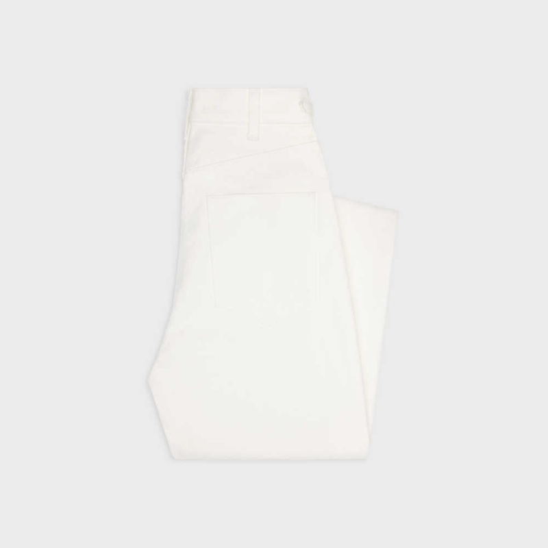 Celine Jane Flared Jeans In Optic Wash Denim Broek Wit Lichtturkoois | CL-592722