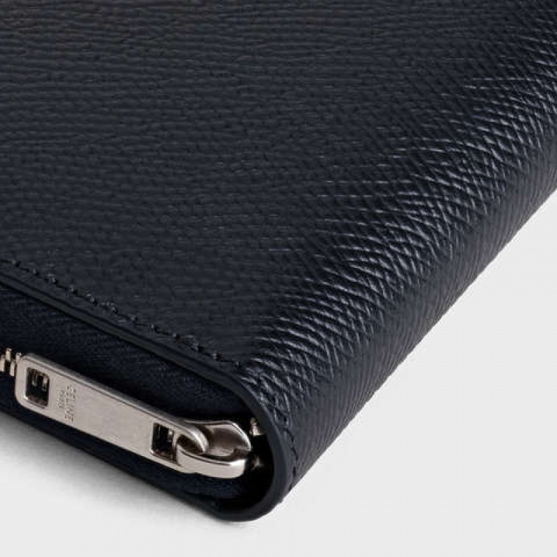 Celine Large Zipped In Grained Calfskin Portefeuille Zwart | CL-591798